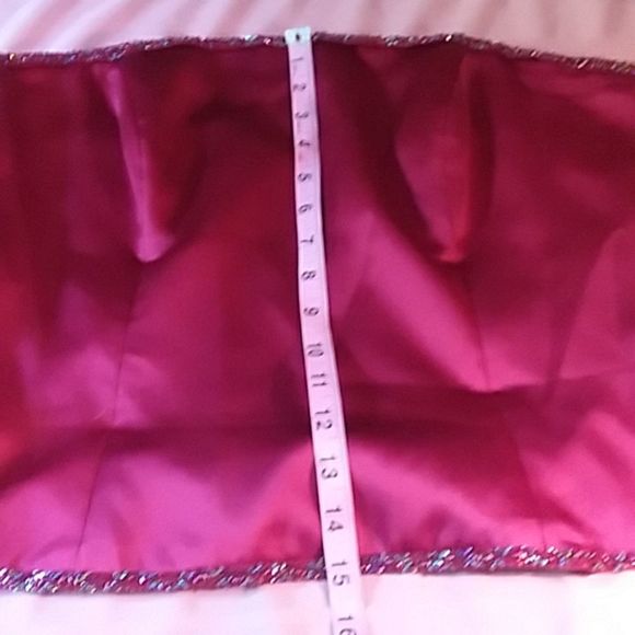 Dessy Collection bustier sz 16 cranberry with beading at top and bottom. - Picture 14 of 15